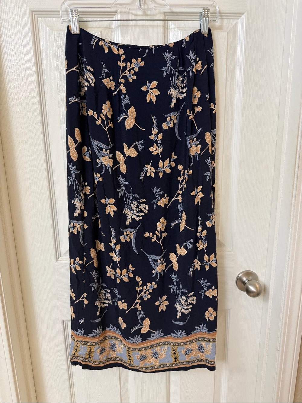 Rafaella Navy Maxi Skirt with Beige Floral Print and Slip